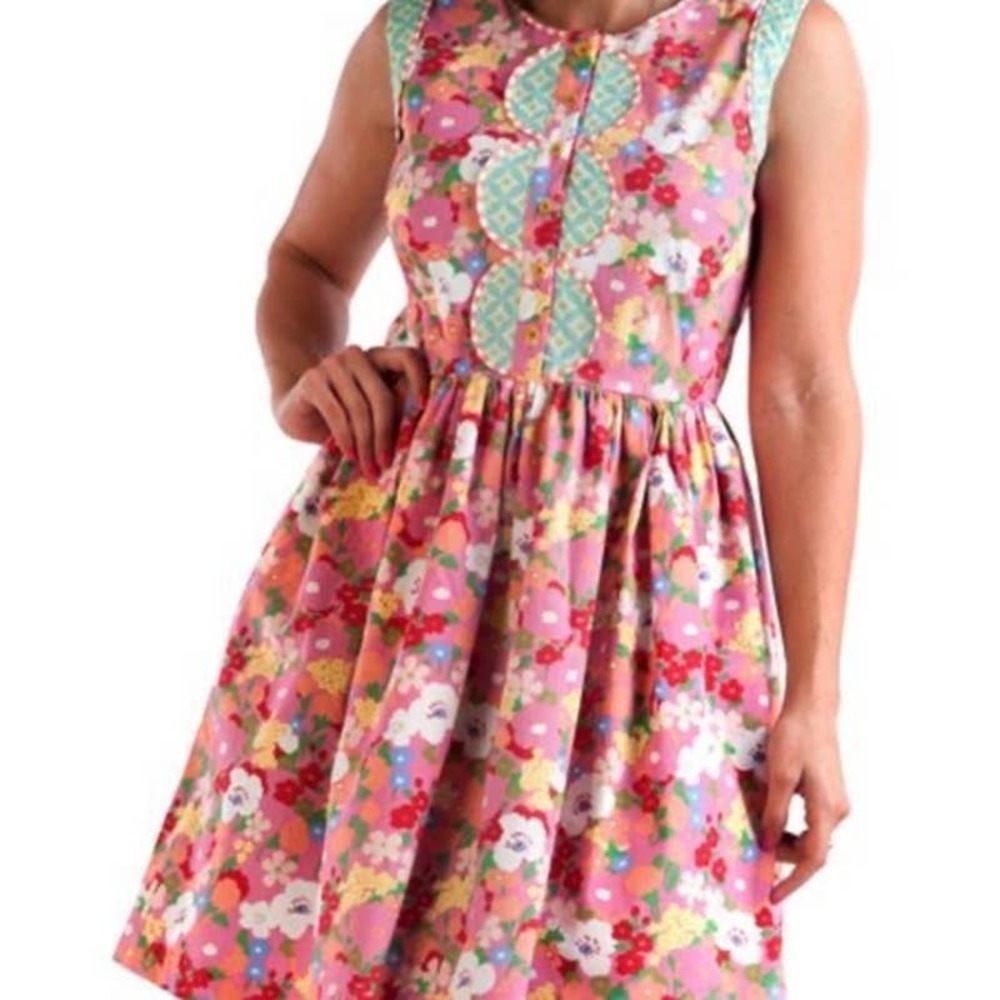 Matilda Jane AD15123 LEAH Colorful Pink Floral Sleeveless Fit & Flare Dress